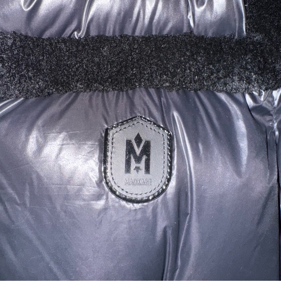 Mackage Montreal Miya black puffer jacket Shearling trim collar Small - Picture 8 of 16
